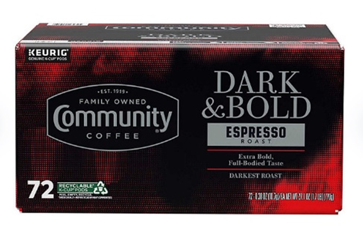 (image for) Community Coffee Dark and Bold Espresso Roast Single Serve 72 ct.